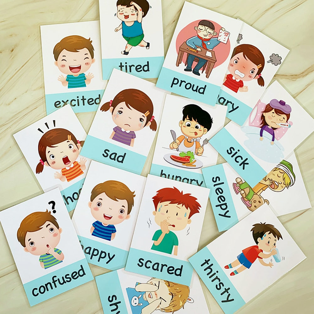 Baby Montessori Toys Emotion Weather Learning Card Cartoon English