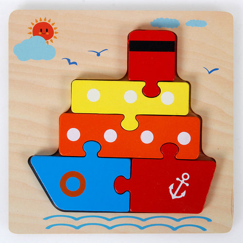 Baby Wooden Montessori Puzzle Child Game Wooden Puzzle 3d Cartoon