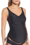 Load image into Gallery viewer, Black Ruched Tankini Maternity Swimsuit
