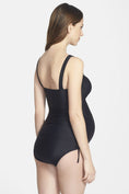 Load image into Gallery viewer, Black Ruched Tankini Maternity Swimsuit
