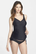 Load image into Gallery viewer, Black Ruched Tankini Maternity Swimsuit
