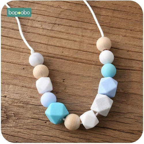 Bopoobo 1pc Baby Teething Silicone Necklace Food Grade Silicone Beads