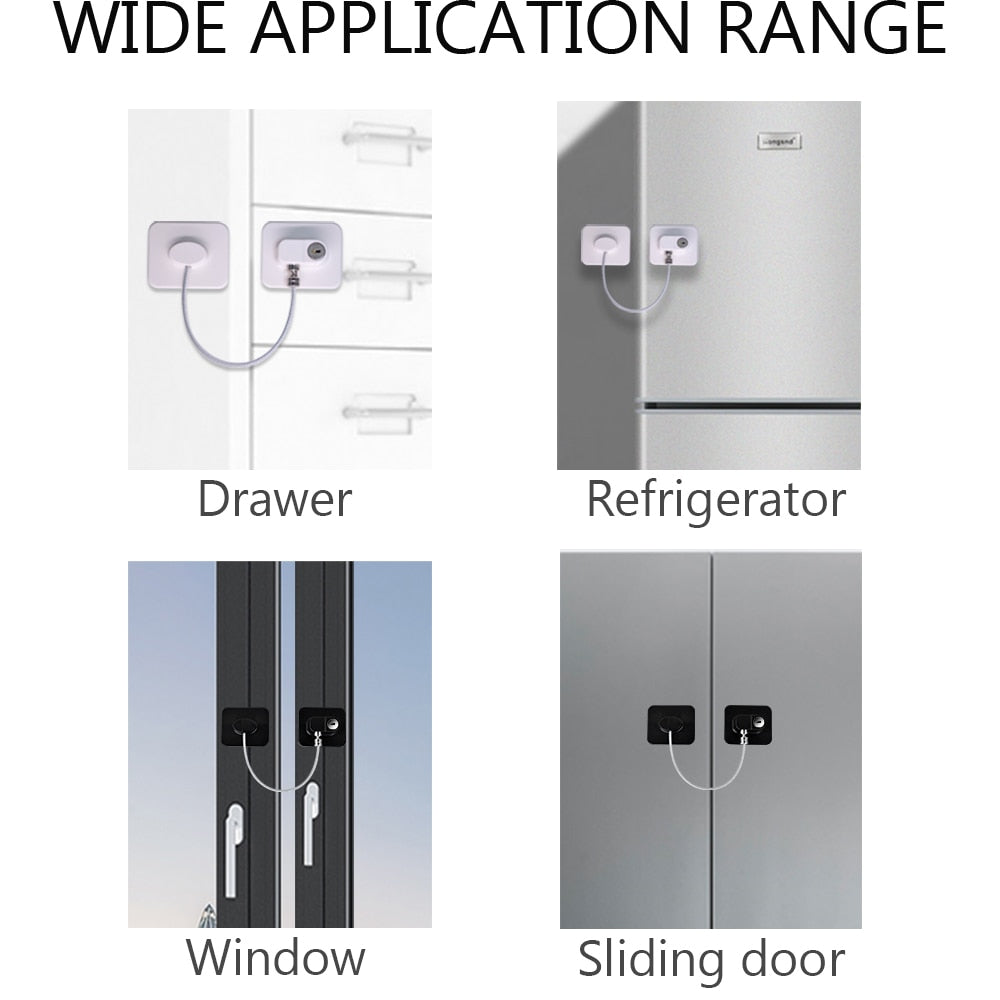 Child Safety Lock Cabinet Refrigerator Door Lock Stainless Steel Cable