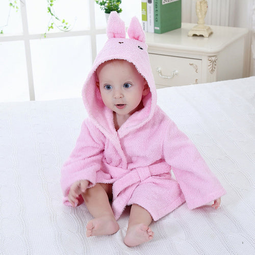 Cotton Baby Robe Bath Towel Cartoon Hoodies Infant Girls Boys