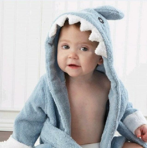 Cotton Baby Robe Bath Towel Cartoon Hoodies Infant Girls Boys