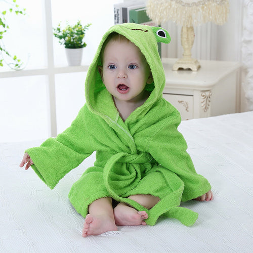 Cotton Baby Robe Bath Towel Cartoon Hoodies Infant Girls Boys