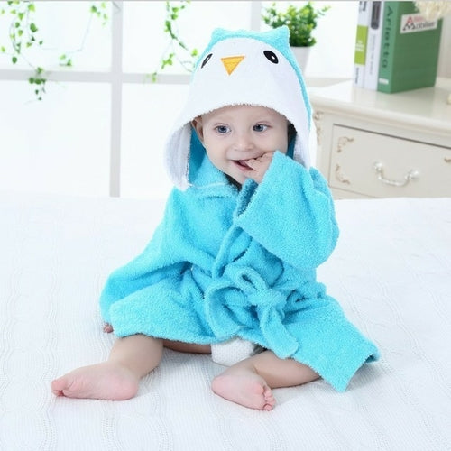 Cotton Baby Robe Bath Towel Cartoon Hoodies Infant Girls Boys