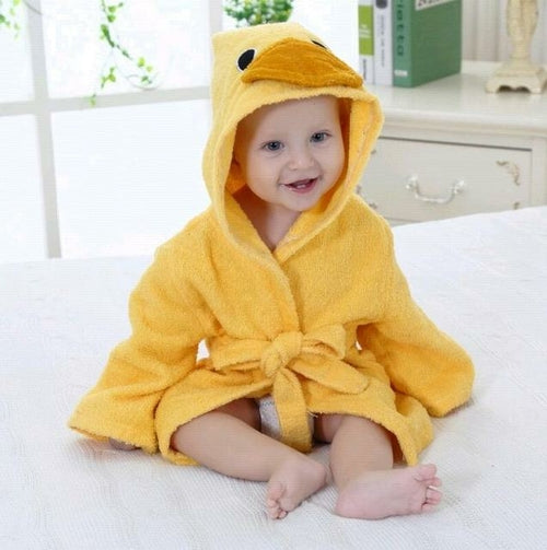 Cotton Baby Robe Bath Towel Cartoon Hoodies Infant Girls Boys