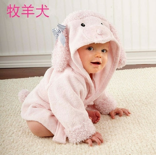 Cotton Baby Robe Bath Towel Cartoon Hoodies Infant Girls Boys