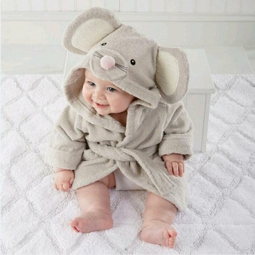 Cotton Baby Robe Bath Towel Cartoon Hoodies Infant Girls Boys