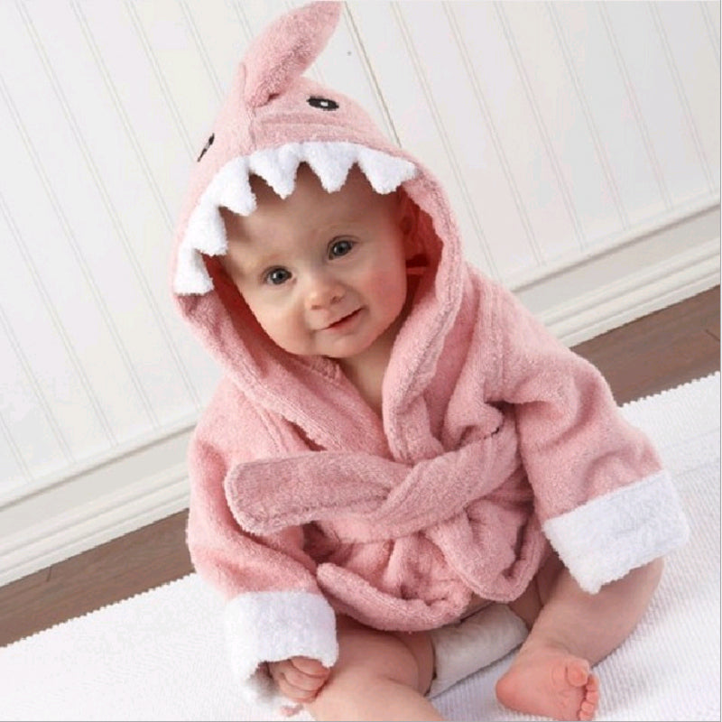 Cotton Baby Robe Bath Towel Cartoon Hoodies Infant Girls Boys