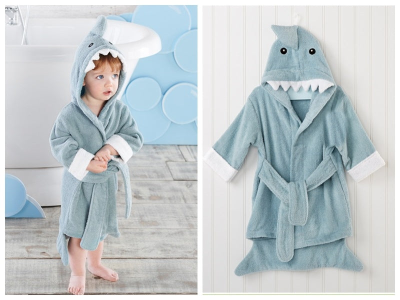 Cotton Baby Robe Bath Towel Cartoon Hoodies Infant Girls Boys