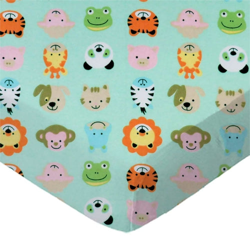 SheetWorld Fitted Crib Sheet Set - 100% Cotton Flannel - Animal Faces