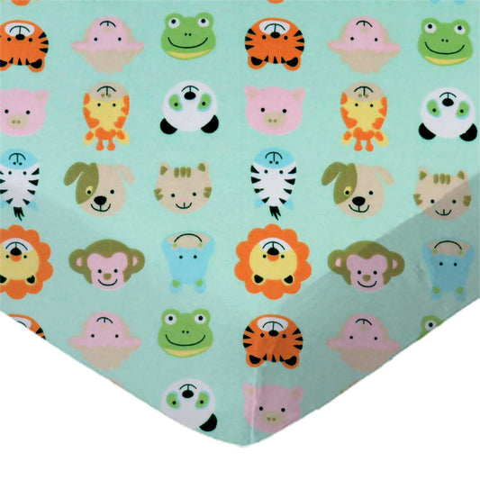 SheetWorld Fitted Crib Sheet Set - 100% Cotton Flannel - Animal Faces