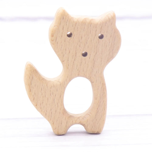 1pcs Baby Animal Natural Beech Teething Wooden Teether Rodent Flowers