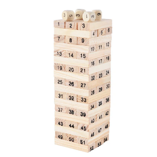 54Pcs Building Blocks Toy Funny Mini Wooden Tower Hardwood Domino