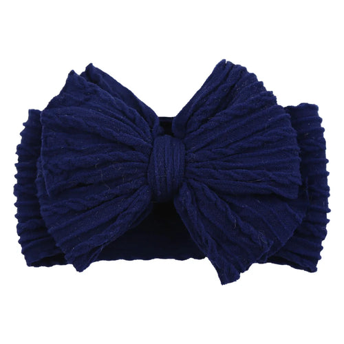 Solid Cable Bow Baby Headband for Child Nylon Layers Headwear Kids