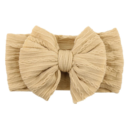 Solid Cable Bow Baby Headband for Child Nylon Layers Headwear Kids