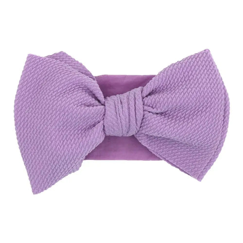 Solid Big Bow Topknot Headband for Baby Girls Elastic Nylon Hair Bands