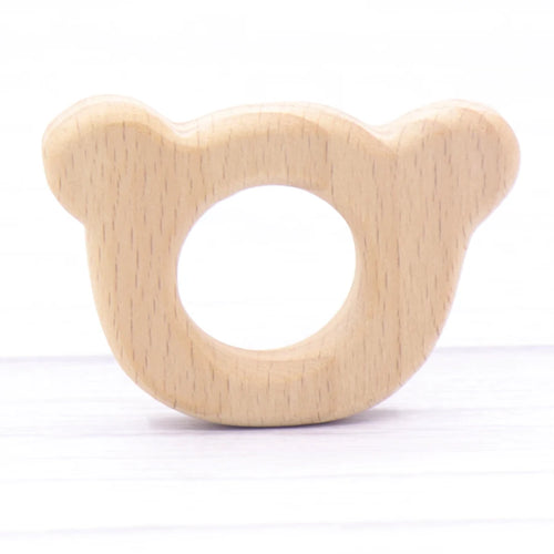 1pcs Baby Animal Natural Beech Teething Wooden Teether Rodent Flowers