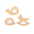 Load image into Gallery viewer, 1pc Food Grade Wooden Teether Animal Cartoon Flower Cloud Mouse Tiny
