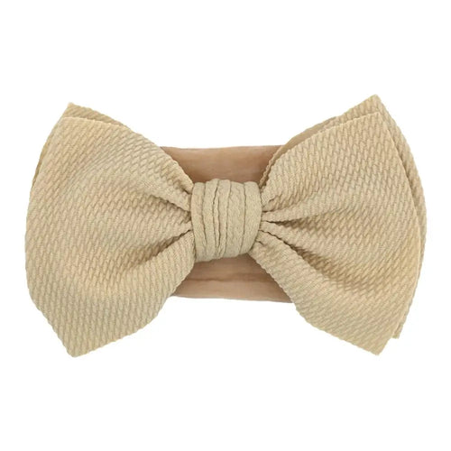 Solid Big Bow Topknot Headband for Baby Girls Elastic Nylon Hair Bands