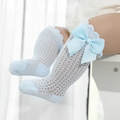 lawadka 0-24M Baby Girl Socks Toddler Big Bow Cotton Summer Mesh