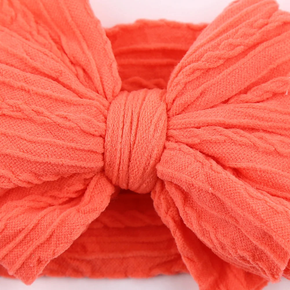 Solid Cable Bow Baby Headband for Child Nylon Layers Headwear Kids