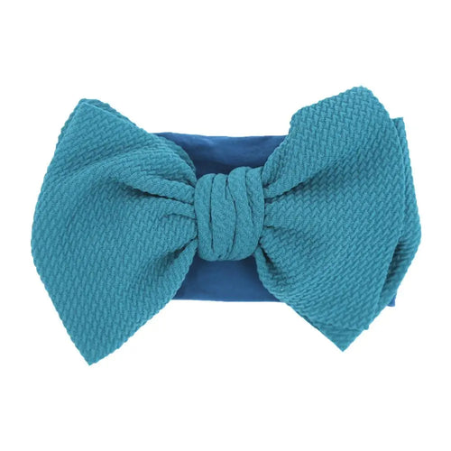 Solid Big Bow Topknot Headband for Baby Girls Elastic Nylon Hair Bands