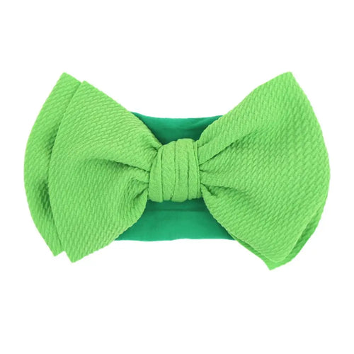 Solid Big Bow Topknot Headband for Baby Girls Elastic Nylon Hair Bands