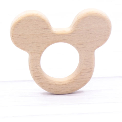 1pcs Baby Animal Natural Beech Teething Wooden Teether Rodent Flowers