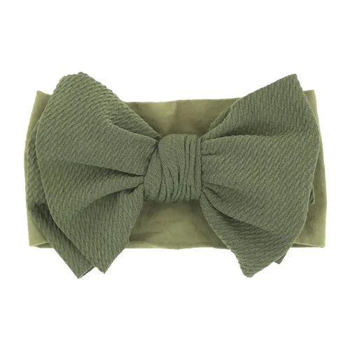 Solid Big Bow Topknot Headband for Baby Girls Elastic Nylon Hair Bands