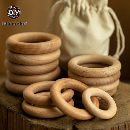 Let‘s Make 50pcs  Wooden Rings DIY Customize Logo 98/70/55/40mm Smooth