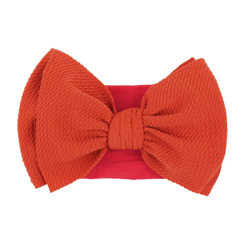 Solid Big Bow Topknot Headband for Baby Girls Elastic Nylon Hair Bands