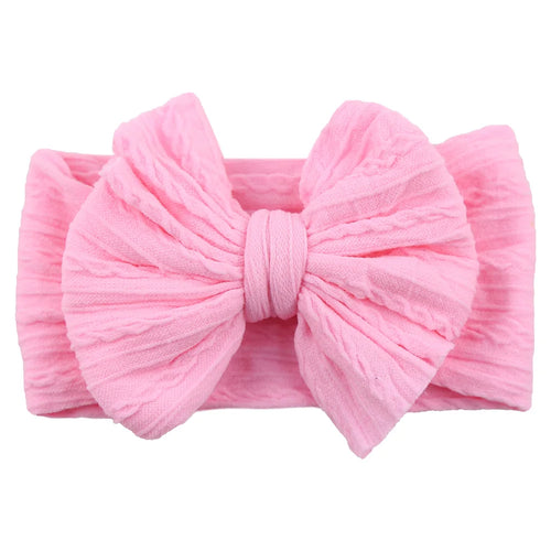 Solid Cable Bow Baby Headband for Child Nylon Layers Headwear Kids