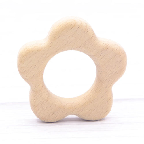 1pcs Baby Animal Natural Beech Teething Wooden Teether Rodent Flowers