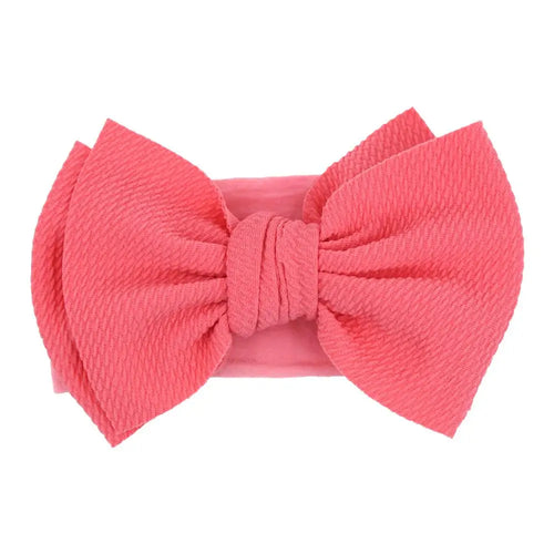 Solid Big Bow Topknot Headband for Baby Girls Elastic Nylon Hair Bands