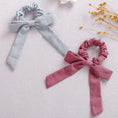 Load image into Gallery viewer, Solid Color Bow Linen Girls Elastic Hair Bands Long Ribbon Ponytail
