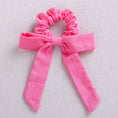 Load image into Gallery viewer, Solid Color Bow Linen Girls Elastic Hair Bands Long Ribbon Ponytail
