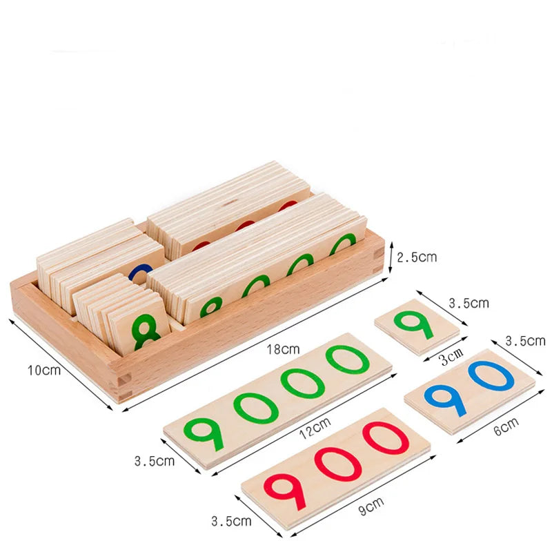 Wooden Numbers Card 1-9000 Montessori Learning Card Math Teaching Aids