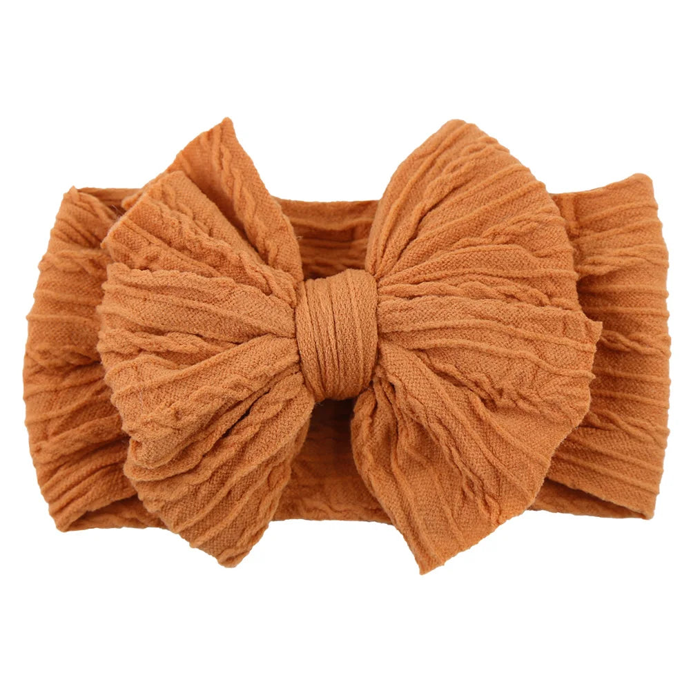 Solid Cable Bow Baby Headband for Child Nylon Layers Headwear Kids