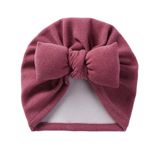 Boutique Faux Cashmere Baby Hat Warm Autumn Winter Beanies Solid Bow