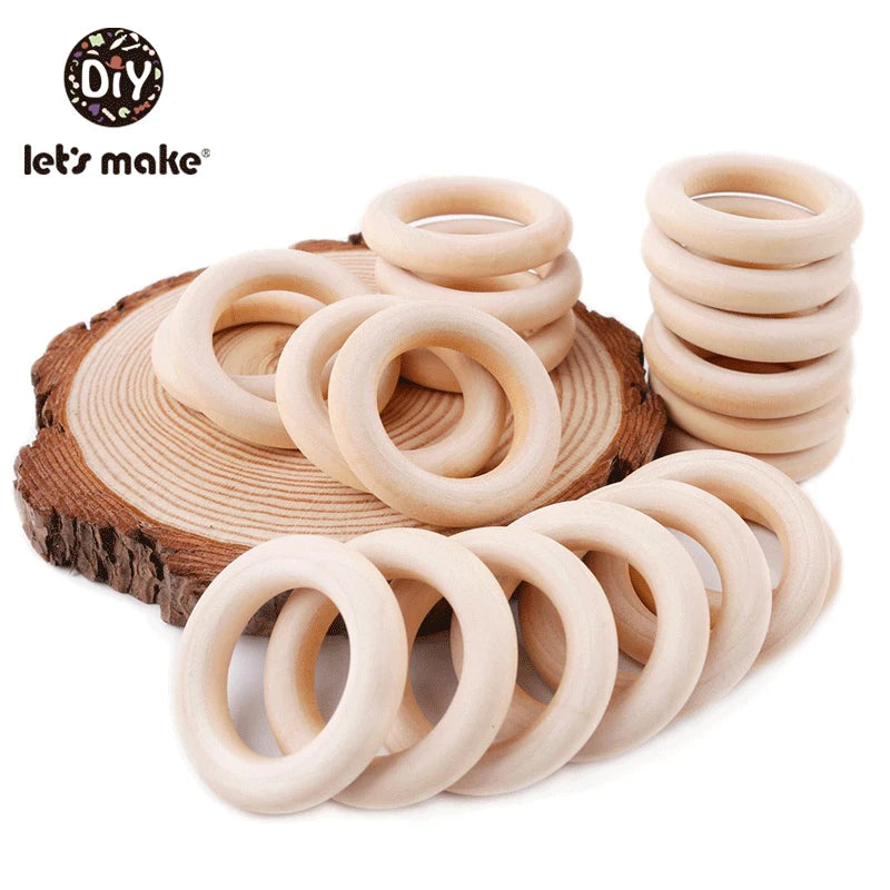 Let‘s Make 50pcs  Wooden Rings DIY Customize Logo 98/70/55/40mm Smooth