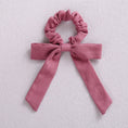 Load image into Gallery viewer, Solid Color Bow Linen Girls Elastic Hair Bands Long Ribbon Ponytail
