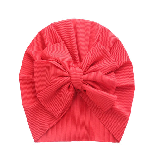 Solid Ribbed Bunny Knot Turban Hats for Baby Boys Girls Beanies