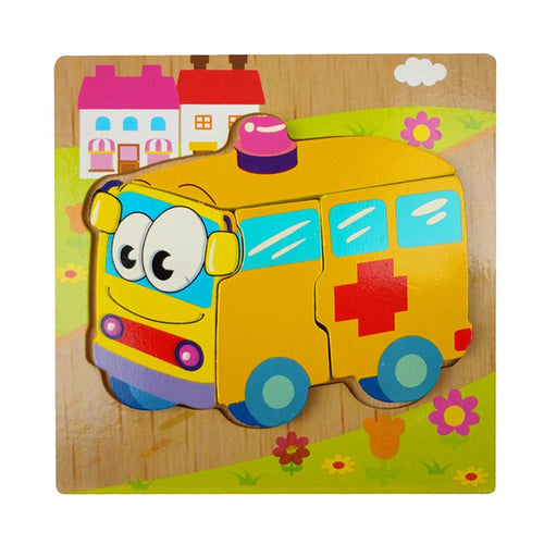 Animal Wooden Puzzle 3D Double-sided Puzzles For Kids Story Jigsaw