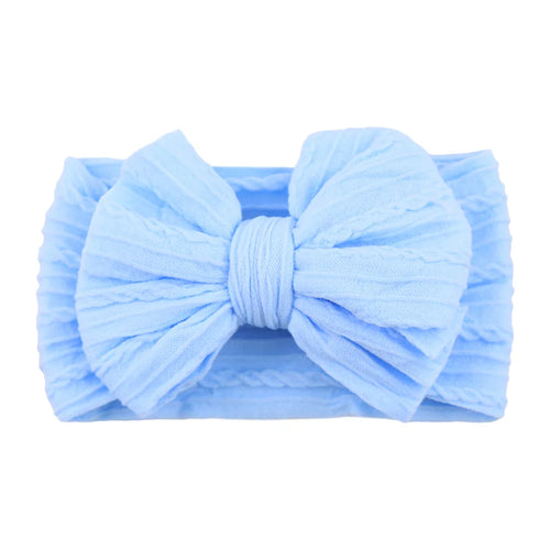 Solid Cable Bow Baby Headband for Child Nylon Layers Headwear Kids