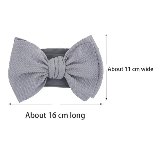 Solid Big Bow Topknot Headband for Baby Girls Elastic Nylon Hair Bands