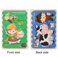 Load image into Gallery viewer, Animal Wooden Puzzle 3D Double-sided Puzzles For Kids Story Jigsaw
