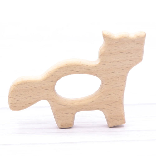 1pcs Baby Animal Natural Beech Teething Wooden Teether Rodent Flowers